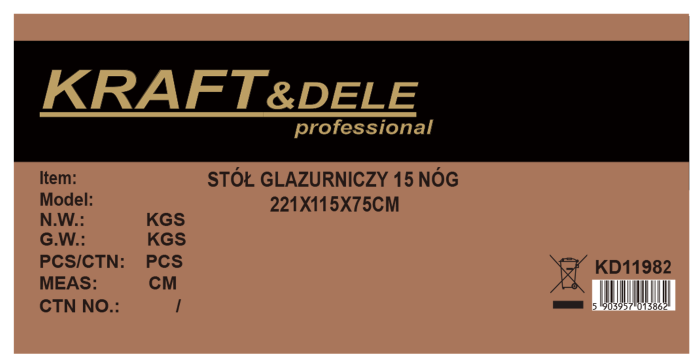 Masa placi ceramice 221x115x75cm 15 picioare pliabila aluminiu capacitate 1500kg (KD11982) [10]