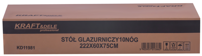 Masa profesionala pentru prelucrare gresie cu 10 picioare, 222 x 60 x 75 cm, 1000 kg (KD11981) [2]