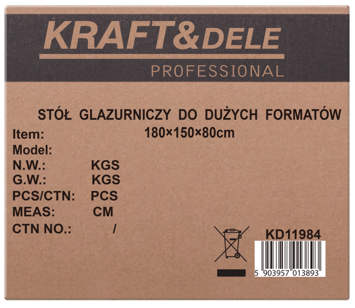 Masa profesionala pentru prelucrare gresie cu 4 picioare, 250 kg, 180 x 150 x 80cm (KD11984) [2]