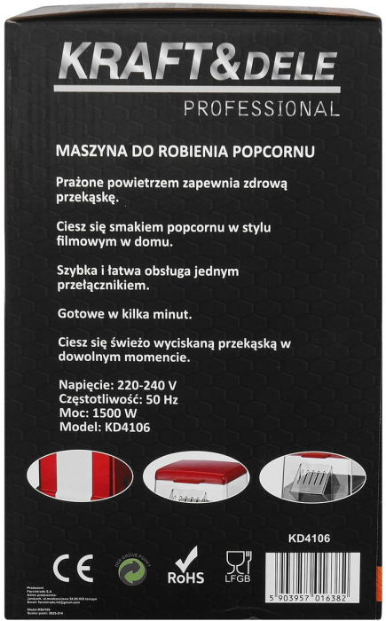 Masina aparat de facut popcorn, 1500 W (KD4106) [12]