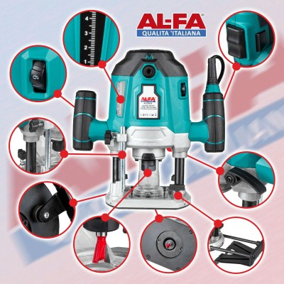 Masina aparat de frezat electric 2600 W freza verticala cu ghidaj + set freze (ALER205) [14]