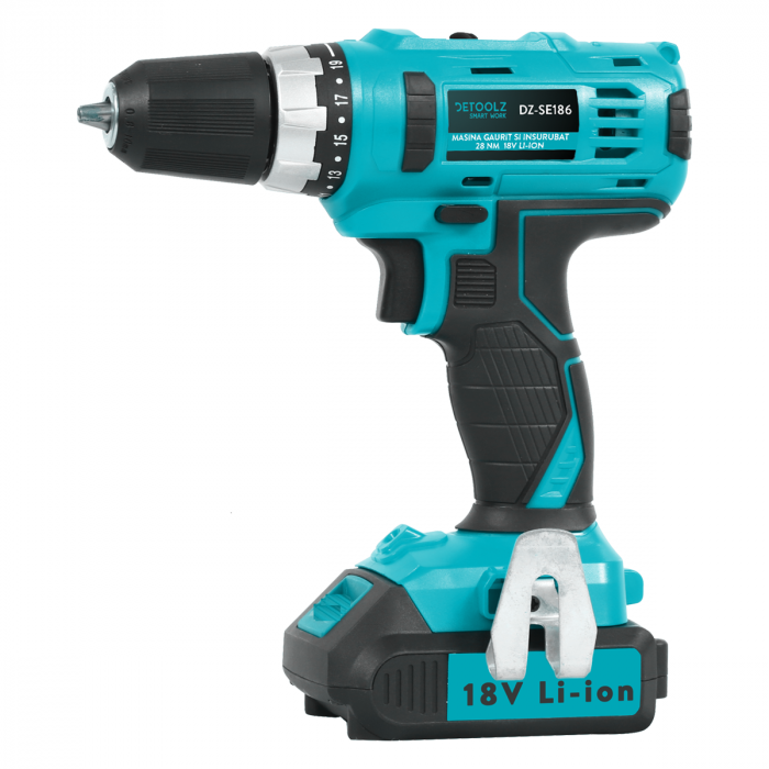 Masina Aparat de gaurit insurubat Bormasina 18V 28Nm pe baterie acumulator (DZ-SE186) [2]