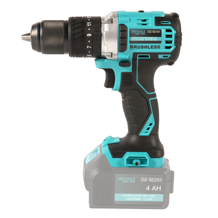 Masina Aparat de gaurit insurubat Bormasina 18V fara perii 45Nm pe baterie acumulator (DZ-SE181) [7]