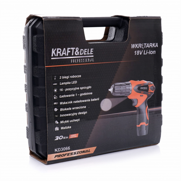 Masina, Aparat de gaurit, insurubat, Bormasina Autofiletanta cu baterii acumulator 18V 1.3Ah (KD3066) [16]