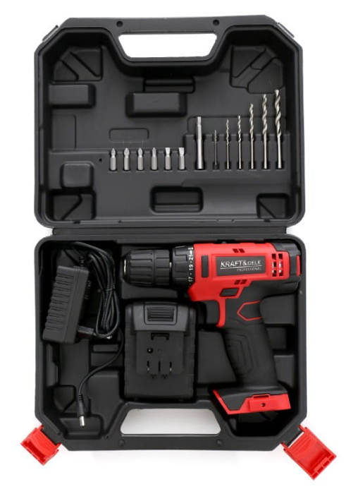Masina, Aparat de gaurit, insurubat, Bormasina Autofiletanta pe baterii acumulator 18V Li-Ion + accesorii (KD1566) [9]