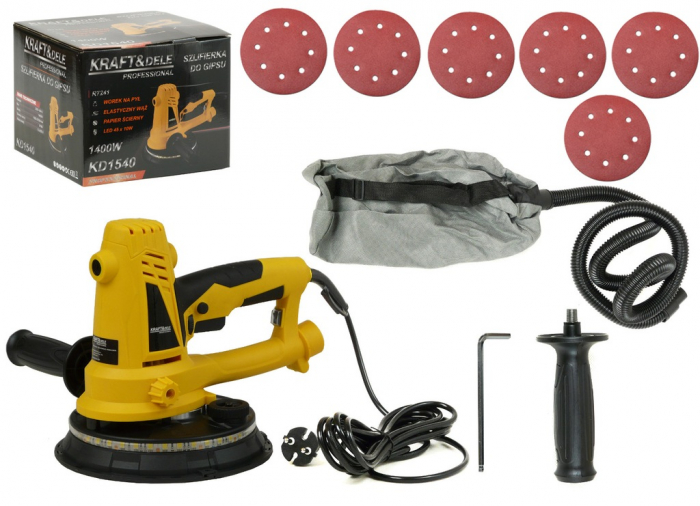 Masina aparat de slefuitor pereti tavan rigips glet 1400W 180mm aspirare LED (KD1540) [1]