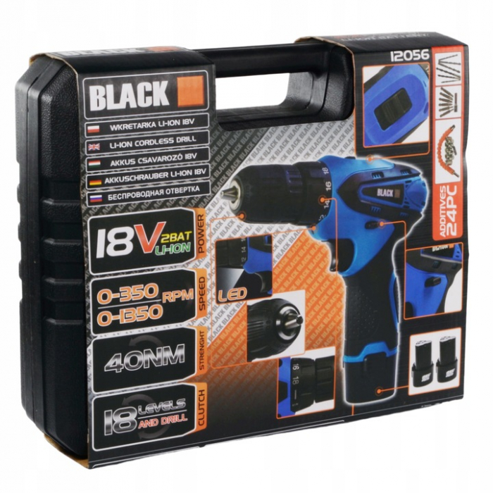 Masina Aparat gaurit insurubat filetanta acumulator 18V 2 baterii + accesorii (12056-N) [2]