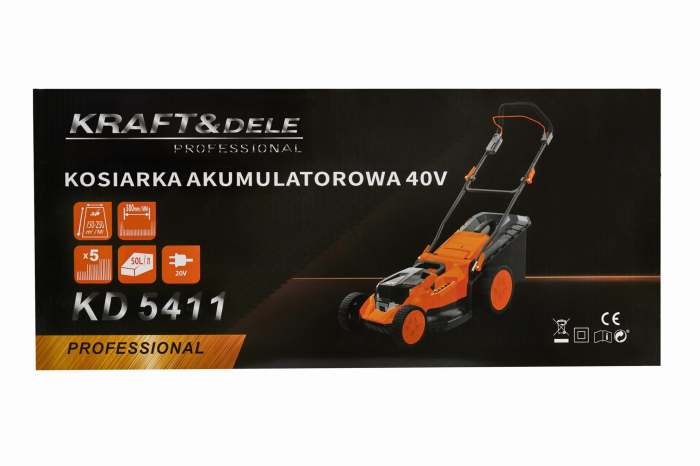 Masina aparat pe baterii acumulator 40V 2x20V 6Ah de tuns iarba gazon 38cm (KD5411) [28]