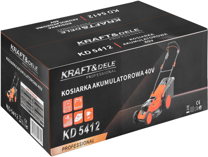 Masina aparat pe baterii acumulator 40V 2X20V 6Ah de tuns iarba gazon 43cm (KD5412) [3]