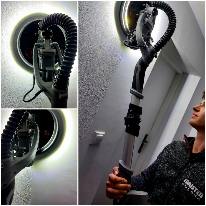 Masina, aparat slefuit pereti 1700W + 30xdisc + 4xmasca + acesorii 225mm extensibil girafa lumina LED (MP0016) [11]