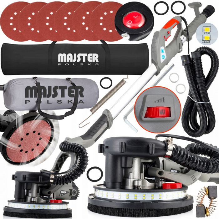 Masina, aparat slefuit pereti 2000W 225mm cu aspirare extensibil girafa cu lumina LED (MP0018) [1]