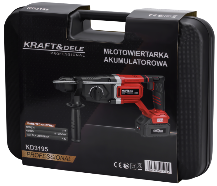 Masina ciocan de gaurit cu percutie rotopercutor 21V, 4.5J, 2 x 4Ah, SDS valiza (KD3195) [3]