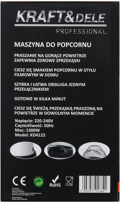 Masina de facut popcorn, 1300 W, (KD4122) [15]