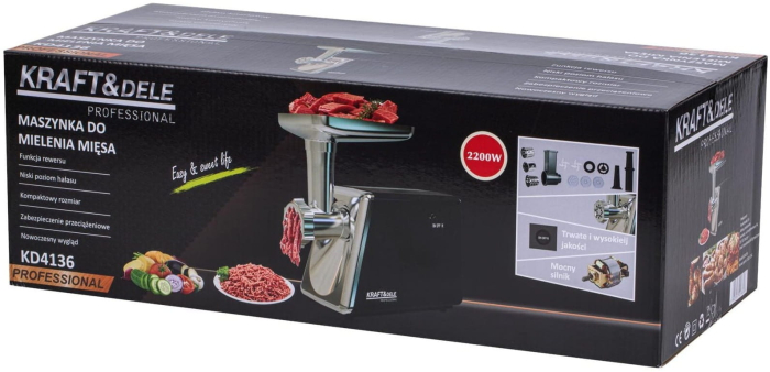Masina de tocat carne electrica 3 Kg/min 2200W + accesorii 3 site palnie (KD4136) [3]
