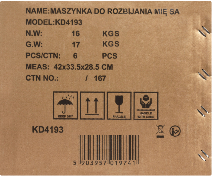 Masina fragezit carne fonta 2 role cu tepi fixare blat pentru snitele si fripturi (KD4193) [15]