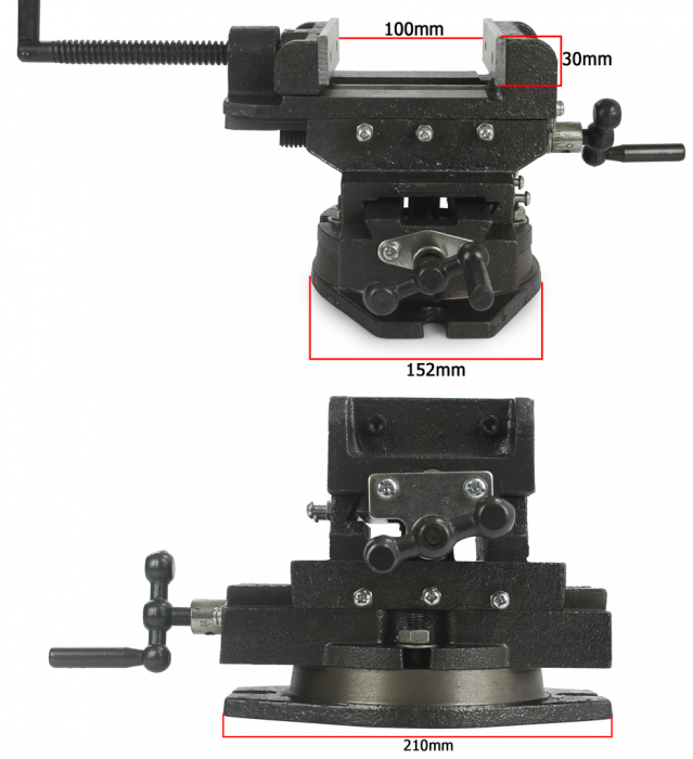 Menghina cu reglare in cruce rotativa 100mm, transversal, 2 axe de ghidare (M36090) [9]