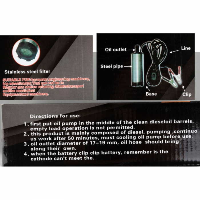 Mini pompa 12V transfer lichide combustibil 30L min (1710) [8]