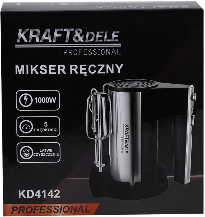 Mixer de mana 1000W cu 5 viteze si functie turbo cu teluri si carlige aluat (KD4142) [11]
