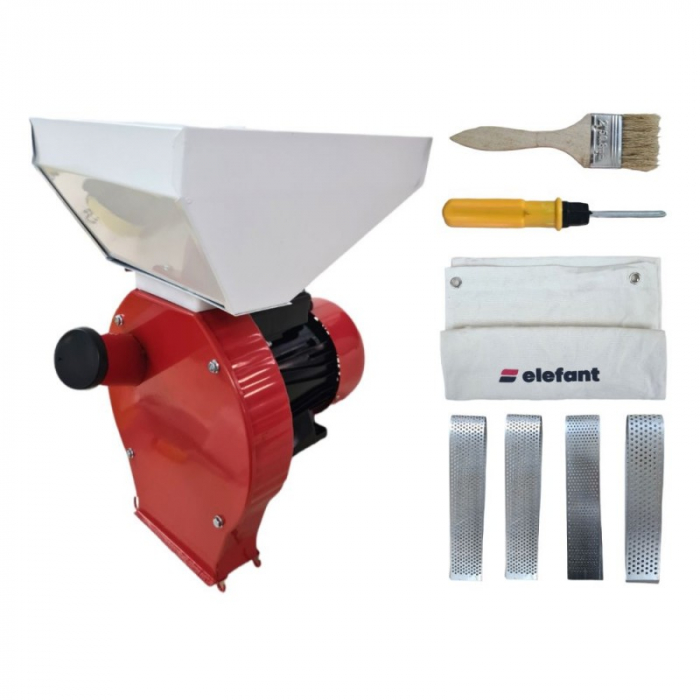 Moara electrica 3900W 3.9kW 4 site sac pensula + suport metalic cereale uruiala boaba cuva extra mare (350E+) [4]