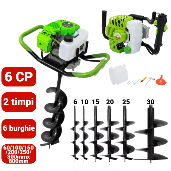 Motoburghiu foreza pamant gheata 6CP + 6 burghie (CMP0590+60 100 150 200 250 300) [1]