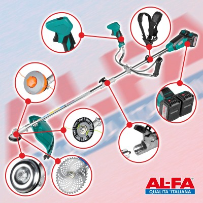Motocoasa cu acumulator 21V, motor fara perii, diametru de taiere 380 mm, 2 acumulatori 4Ah (ALCGTBH-42V) [20]