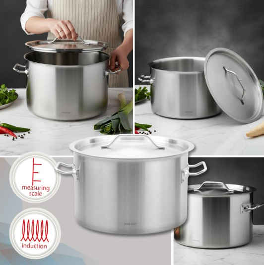 Oala catering inox 17L 32 cm cu capac si fund multistrat pentru inductie (KH-2023) [4]