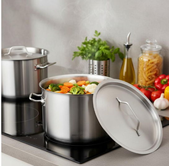 Oala catering inox 17L 32 cm cu capac si fund multistrat pentru inductie (KH-2023) [9]