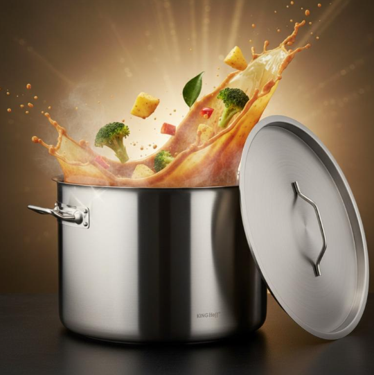 Oala catering inox 17L 32 cm cu capac si fund multistrat pentru inductie (KH-2023) [3]