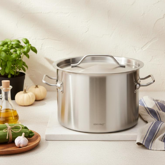Oala catering inox 17L 32 cm cu capac si fund multistrat pentru inductie (KH-2023) [15]