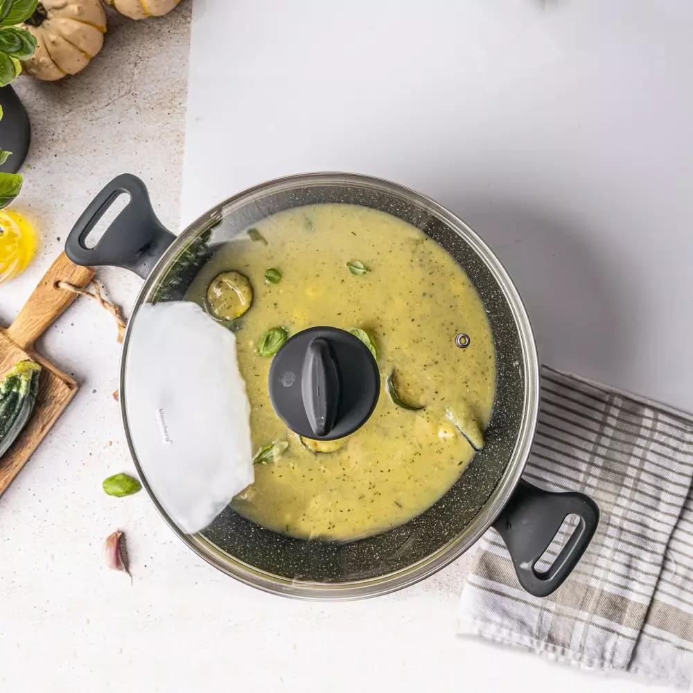 Oala cu capac cu invelis marmorat negru 5.71 L 28 cm (KB-7672) [6]