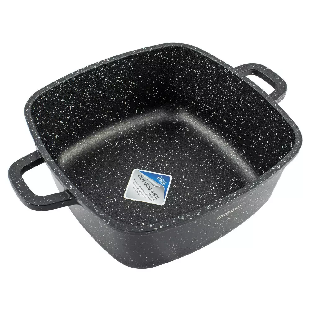 Oala cu capac cu invelis marmura neagra 3.7 L 22x22 cm (KH-1602) [4]