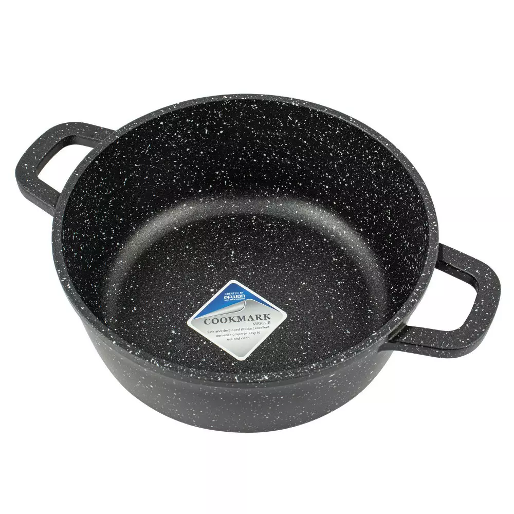 Oala cu capac cu invelis marmura negru 5.6 L 26 cm (KH-1596) [4]