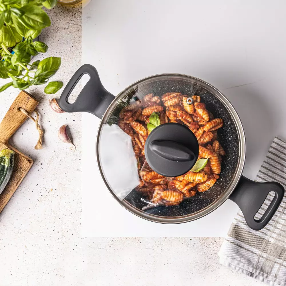 Oala de inox cu invelis marmura neagra 2.36 L 20 cm (KB-7670) [6]