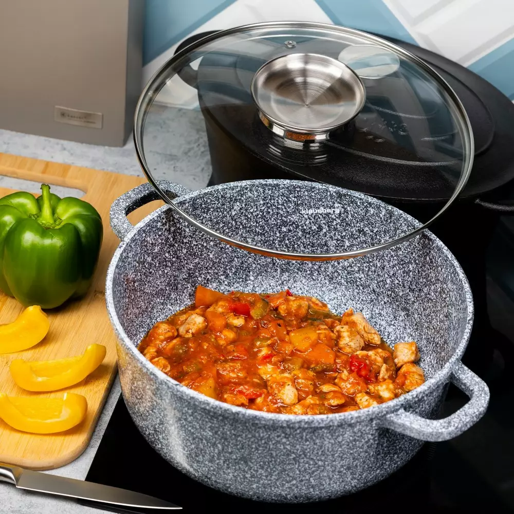 Oala din aluminiu, finisaj gri marmorat, diametru 28 cm, capacitate 6.8 l (KB-7524) [2]