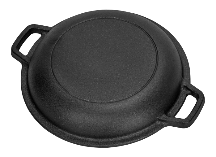 Oala din fonta 26 cm cu capac 2 in 1, tigaie reversibila pentru paine friptura si gatit la cuptor (KD4412) [6]