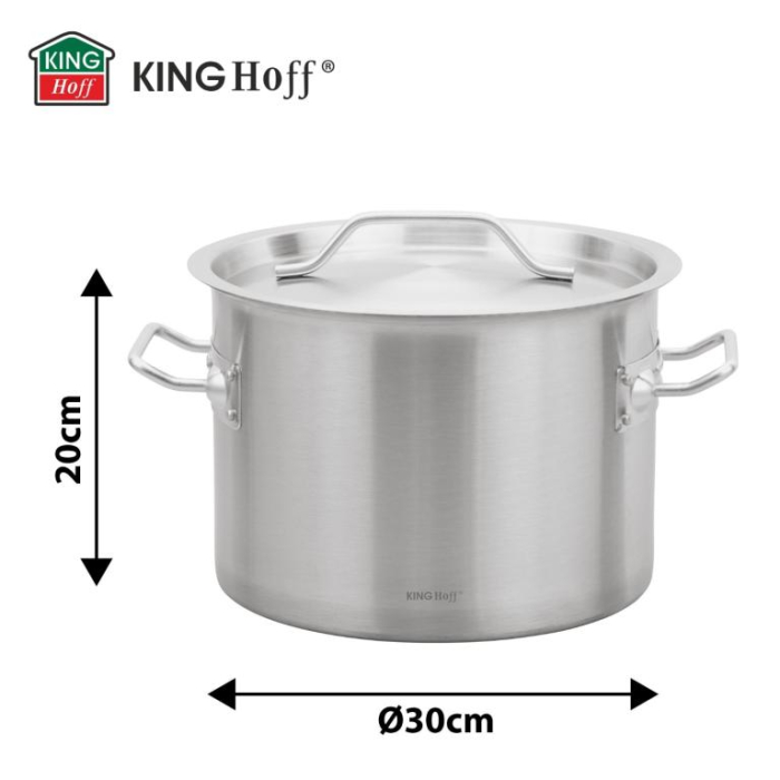 Oala inox 14L Ø30 cm cu capac metalic si baza inductie pentru uz casnic si profesional (KH-2022) [4]