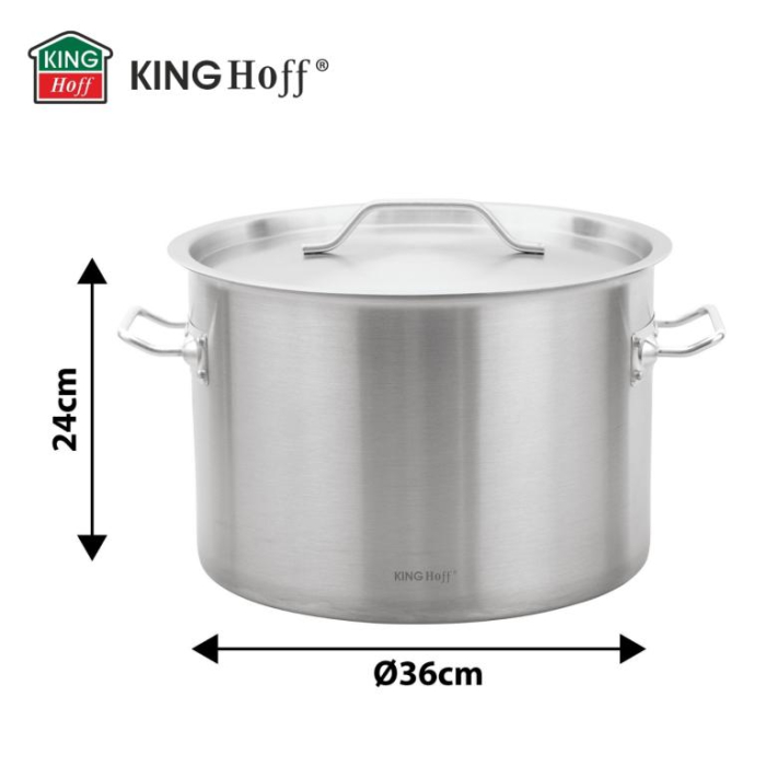 Oala inox 24L Ø36 cm cu capac metalic si baza inductie pentru uz profesional si casnic (KH-2024) [6]