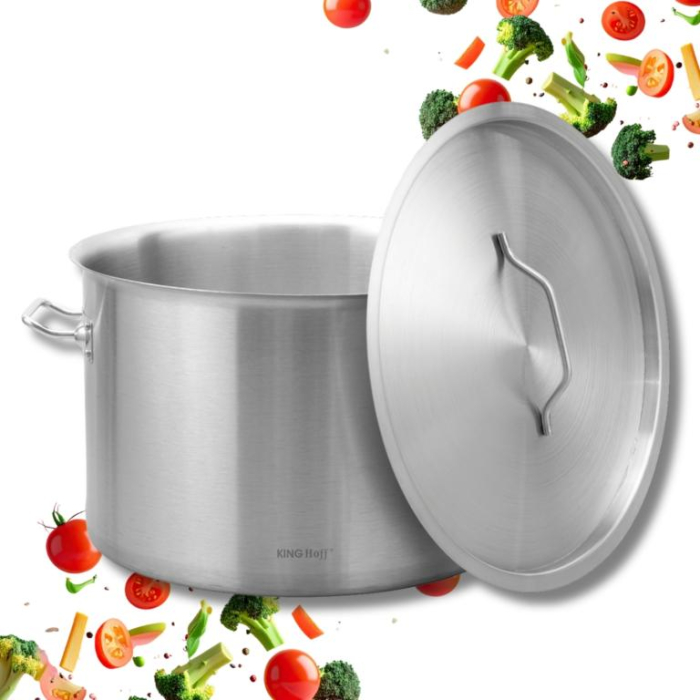 Oala inox 27L Ø38 cm cu capac metalic si baza inductie pentru uz profesional si casnic (KH-2025) [9]