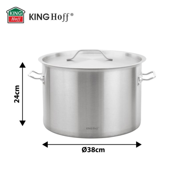 Oala inox 27L Ø38 cm cu capac metalic si baza inductie pentru uz profesional si casnic (KH-2025) [11]