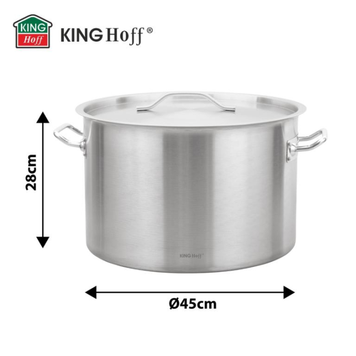 Oala inox 44L Ø45 cm cu capac metalic si baza inductie pentru uz profesional si catering (KH-2027) [11]