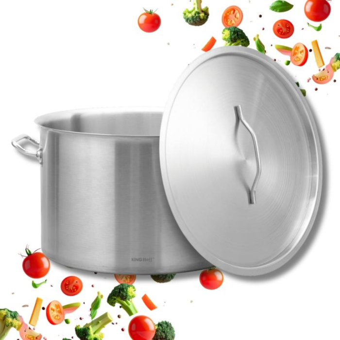 Oala inox 44L Ø45 cm cu capac metalic si baza inductie pentru uz profesional si catering (KH-2027) [3]