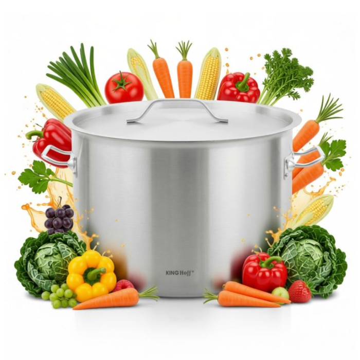 Oala inox 83L Ø55 cm cu capac metalic si baza inductie pentru uz profesional si catering (KH-2029) [2]