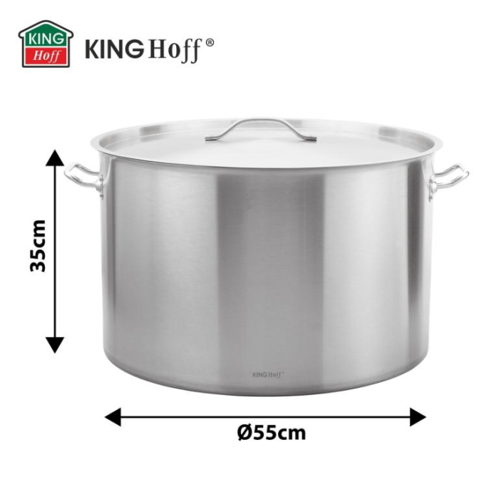 Oala inox 83L Ø55 cm cu capac metalic si baza inductie pentru uz profesional si catering (KH-2029) [5]