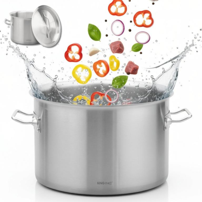 Oala inox 9L Ø25 cm cu capac metalic si baza inductie pentru uz casnic si profesional (KH-2021) [3]