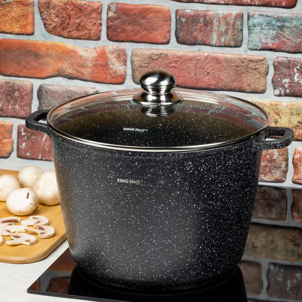 Oala otel inoxidabil cu invelis din marmura neagra 10 L, 28 cm (KH-1599) [3]