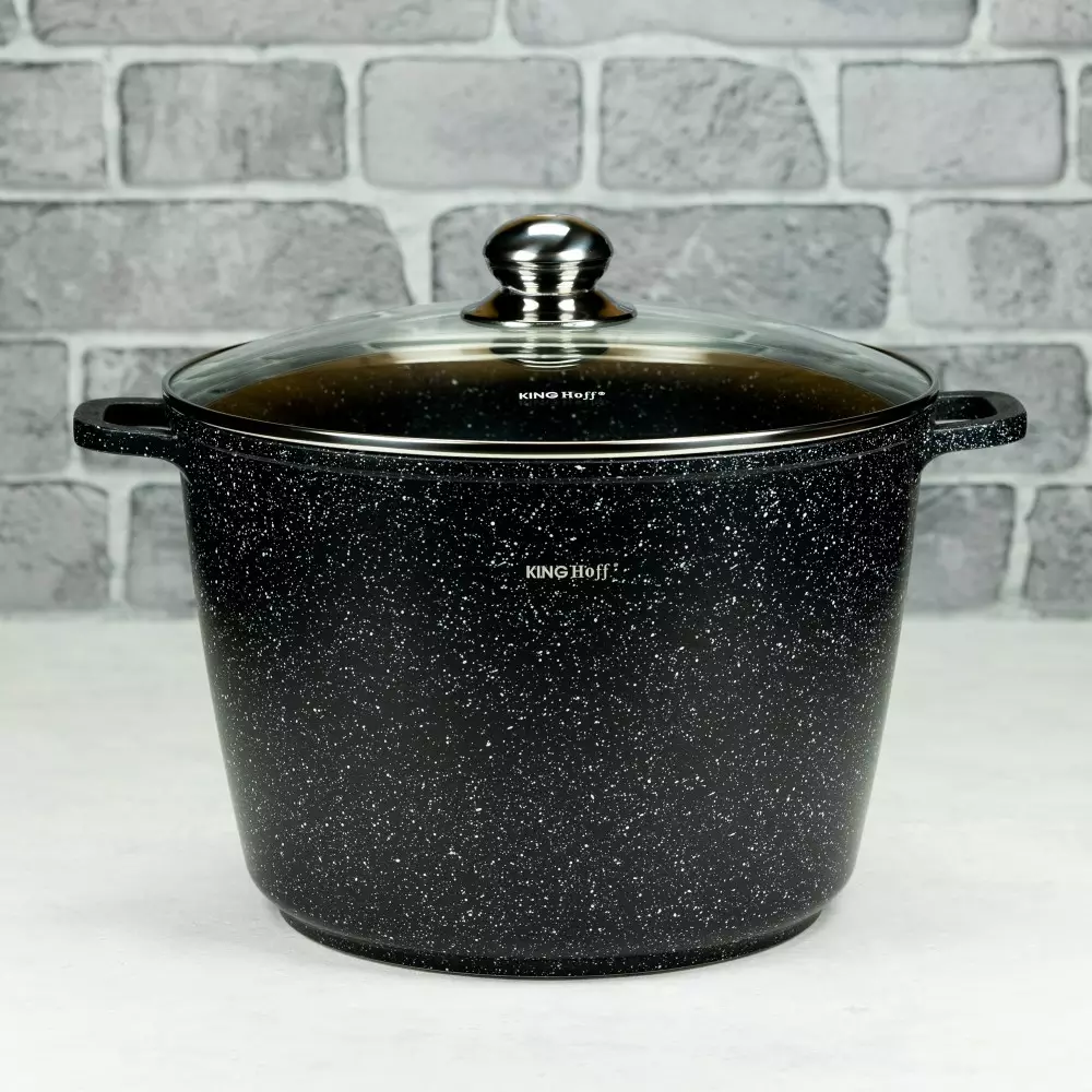 Oala otel inoxidabil cu invelis din marmura neagra 6.2 L, 24 cm (KH-1598) [4]