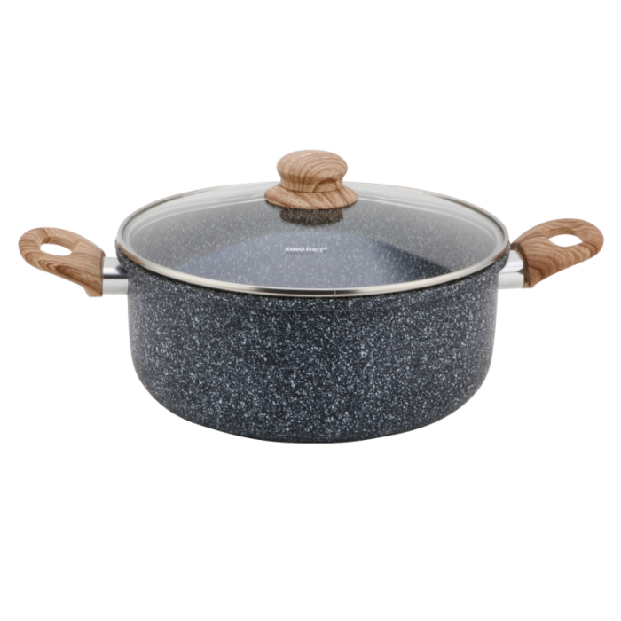 Oala pentru cartofi prajiti 24 cm 4 l cu invelis marmorat cos inox si capac (KH-1985) [4]