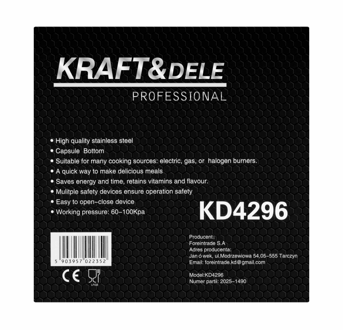 Oala sub presiune inox 6L 22 cm cu 7 sisteme de siguranta pentru gatit rapid (KD4296) [15]