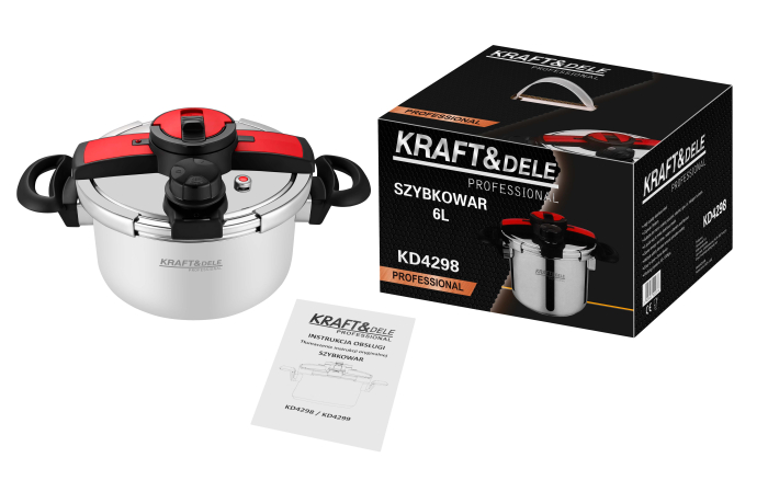 Oala sub presiune inox 6L 22 cm cu 7 sisteme de siguranta pentru gatit rapid (KD4298) [7]