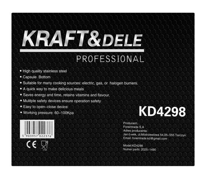Oala sub presiune inox 6L 22 cm cu 7 sisteme de siguranta pentru gatit rapid (KD4298) [15]